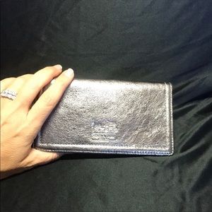 For Fred: Silver Leather Coach Checkbook Cover